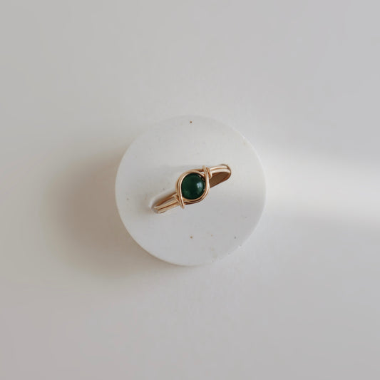 Agate Dark Green Ring
