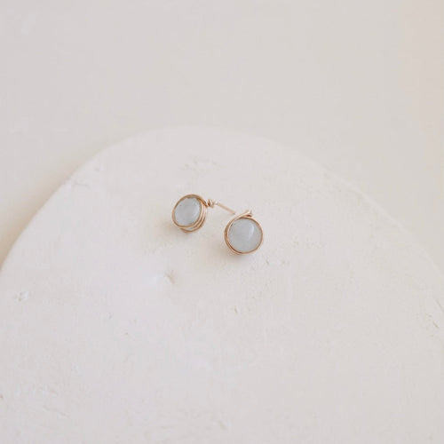 Aquamarine Gold Studs PeacePiecesJewelry