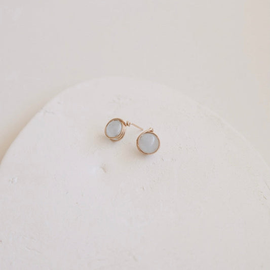 Aquamarine Gold Studs PeacePiecesJewelry