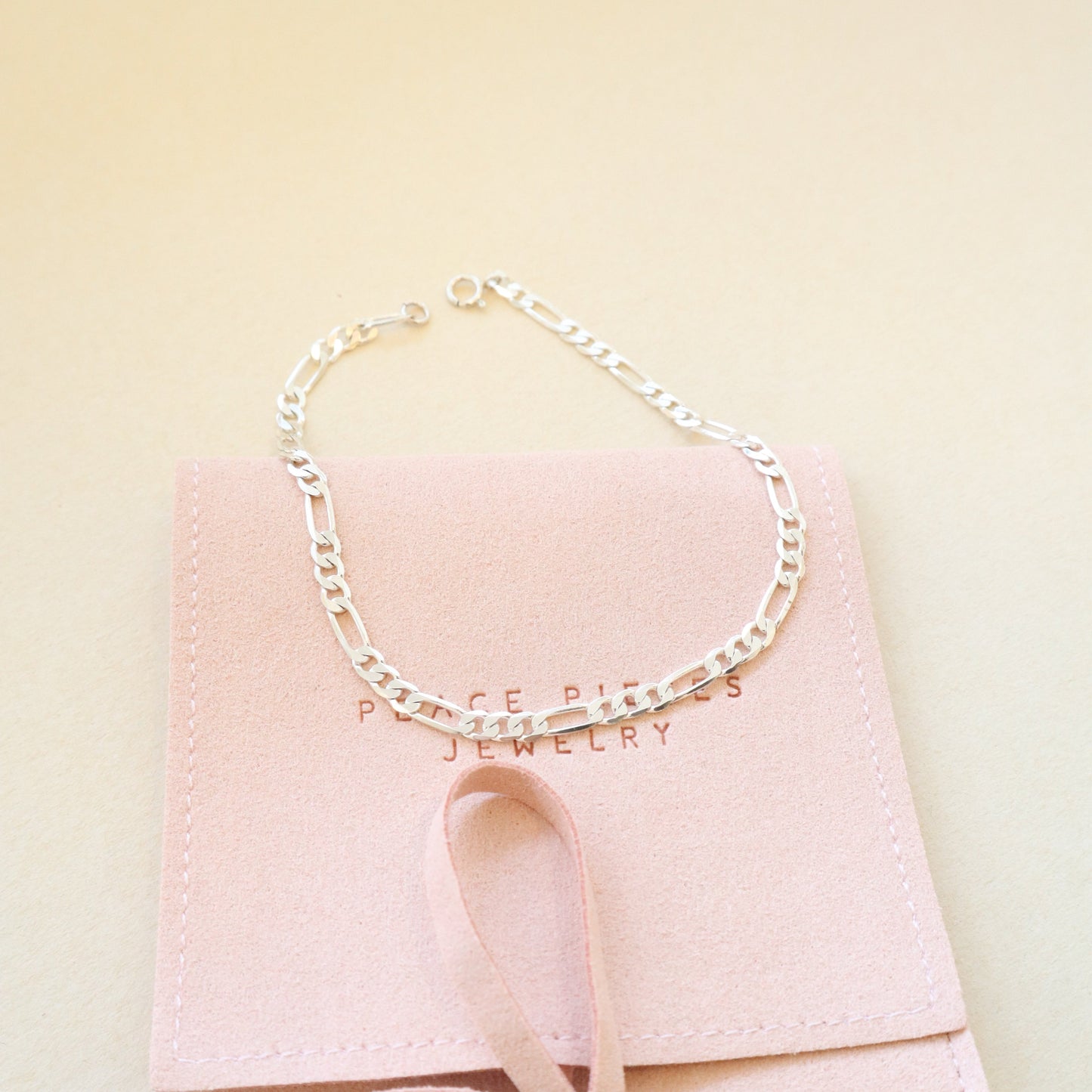 Thick Figaro Silver Bracelet PeacePiecesJewelry