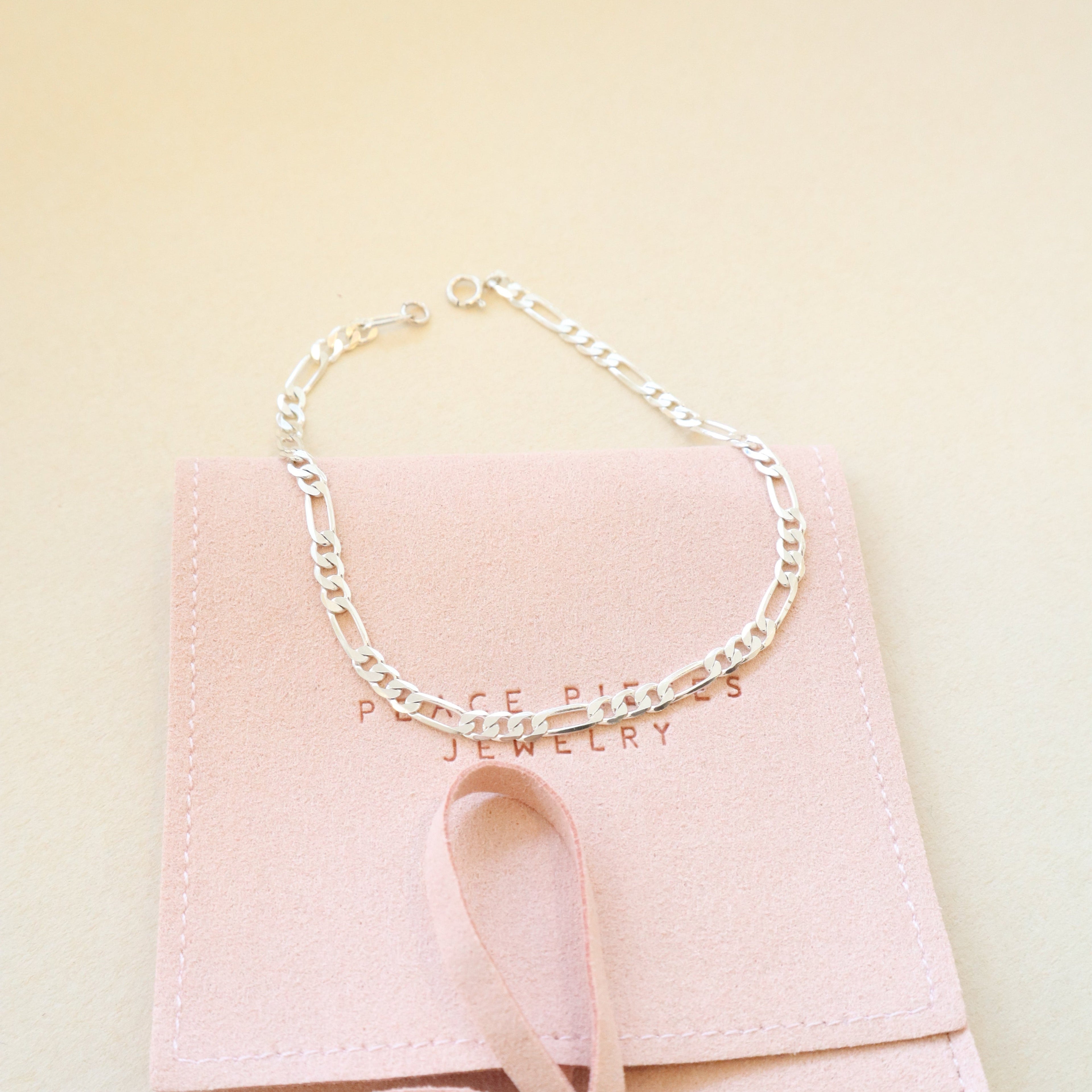 Thick Figaro Silver Bracelet PeacePiecesJewelry