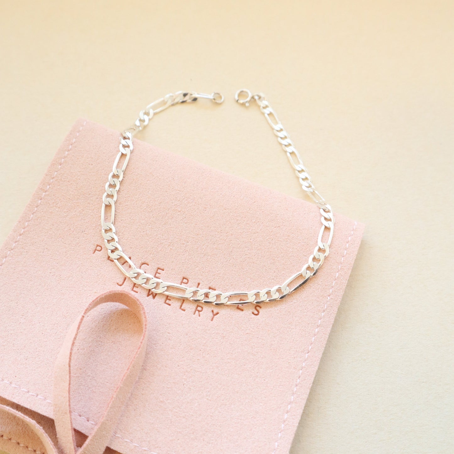 Thick Figaro Silver Bracelet PeacePiecesJewelry