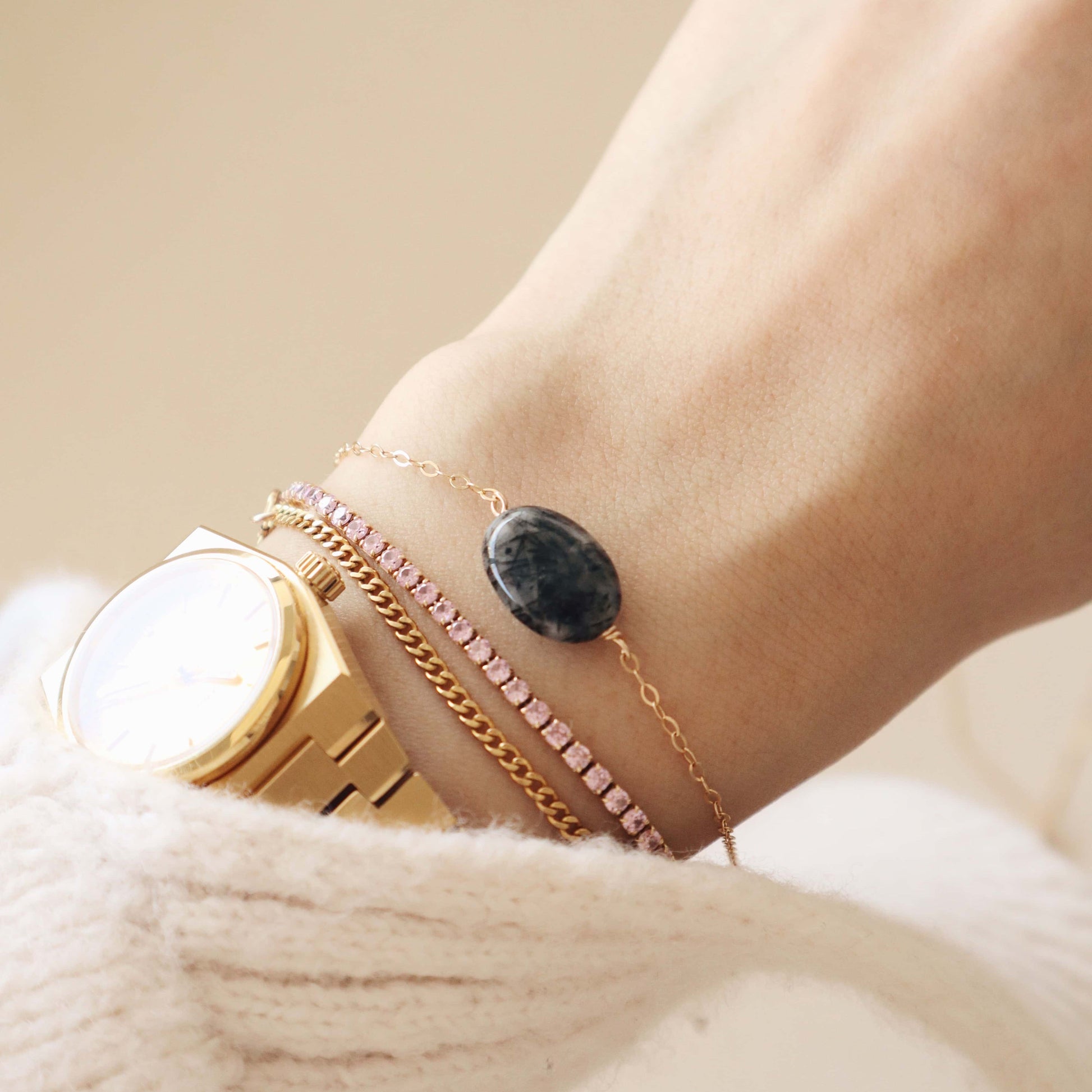 Tourmalinated Quartz Bracelet PeacePiecesJewelry