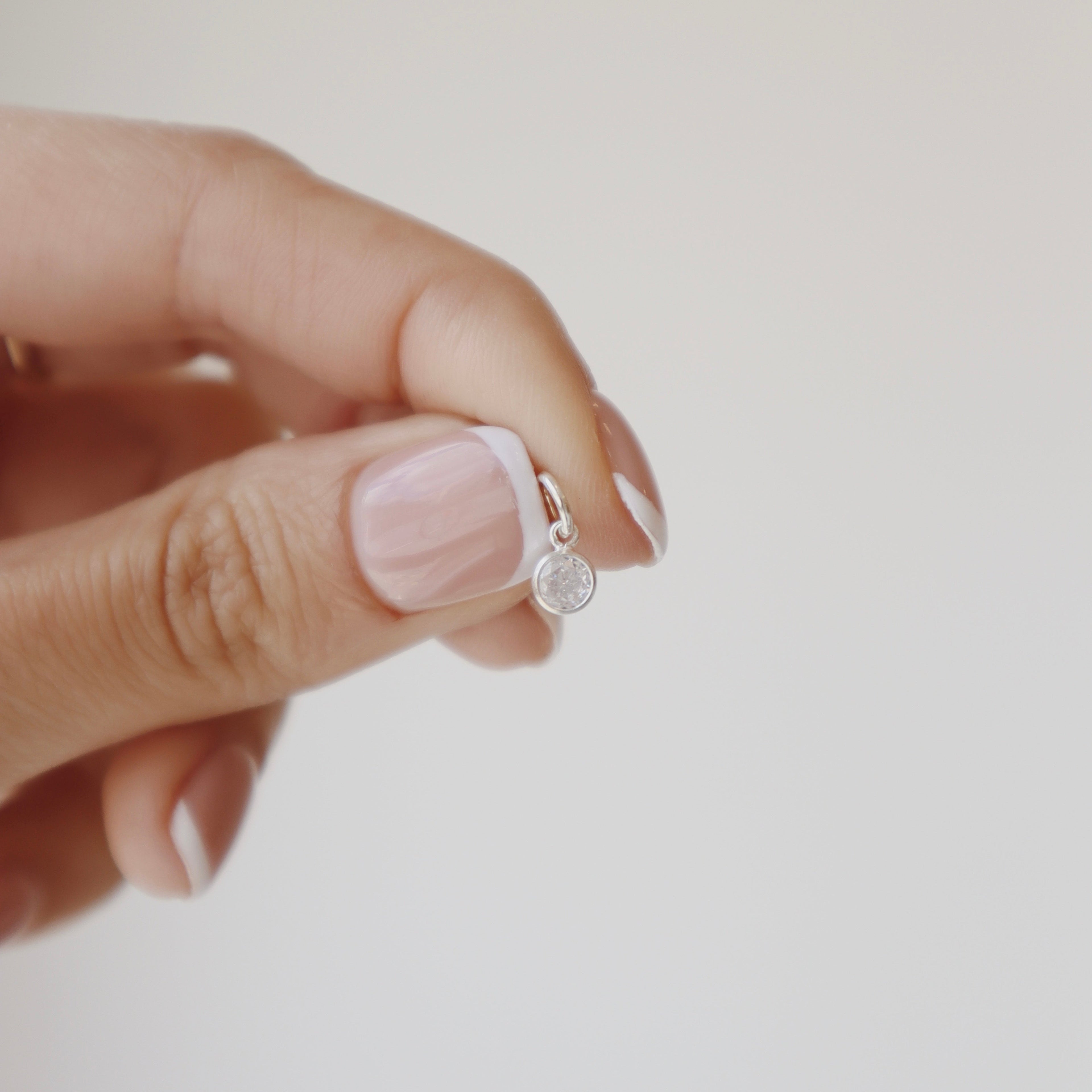 White Zircon Framed Charm - PeacePiecesJewelry