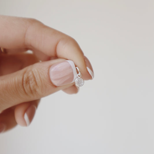 White Zircon Framed Charm - PeacePiecesJewelry