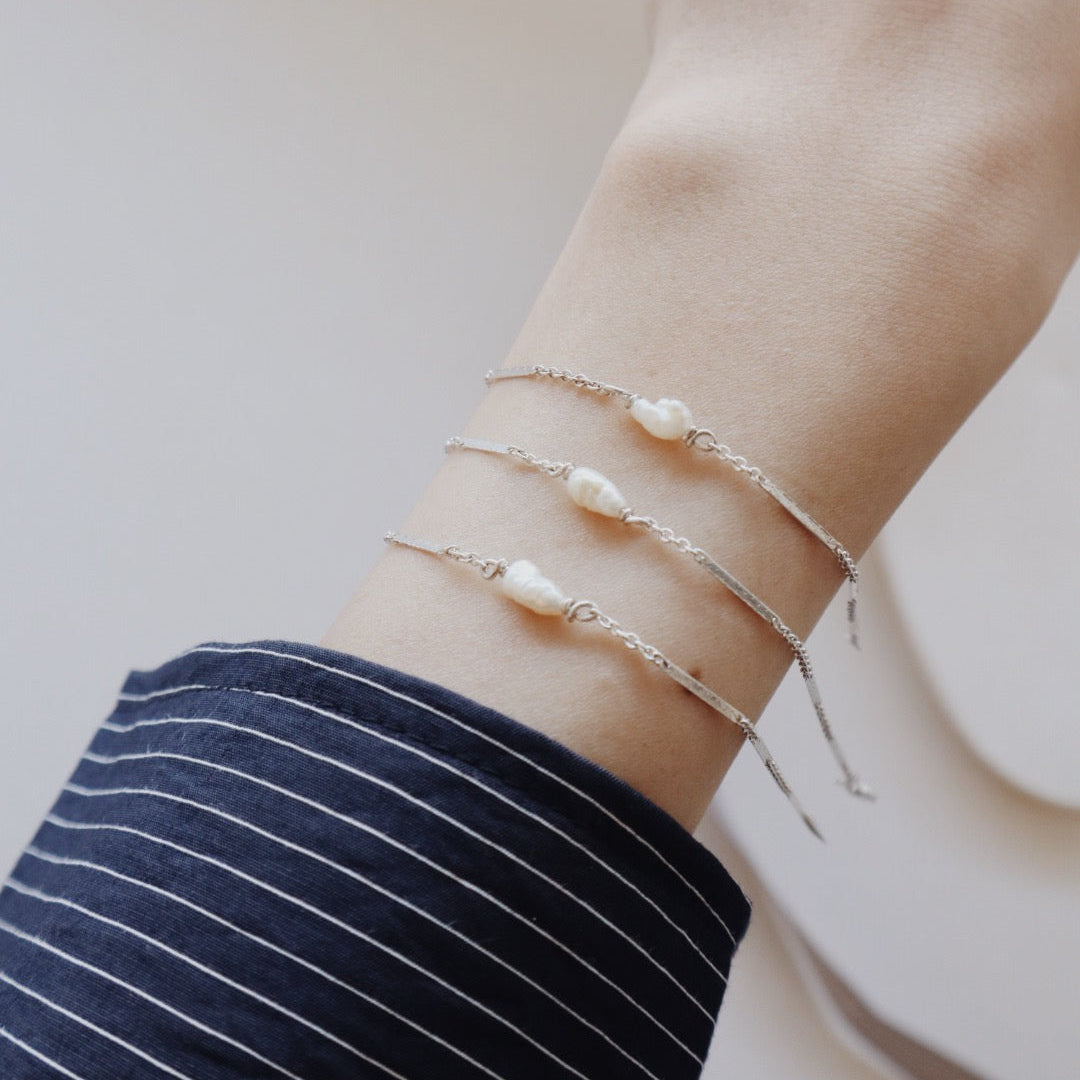 Silver Pearl Bracelet PeacePiecesJewelry