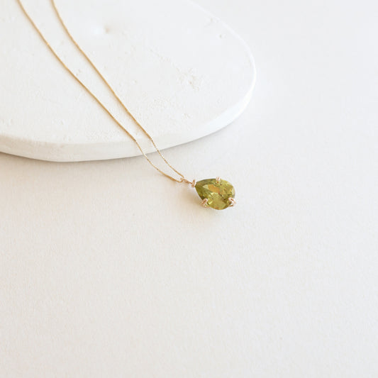 Pear Peridot Gemstone Necklace