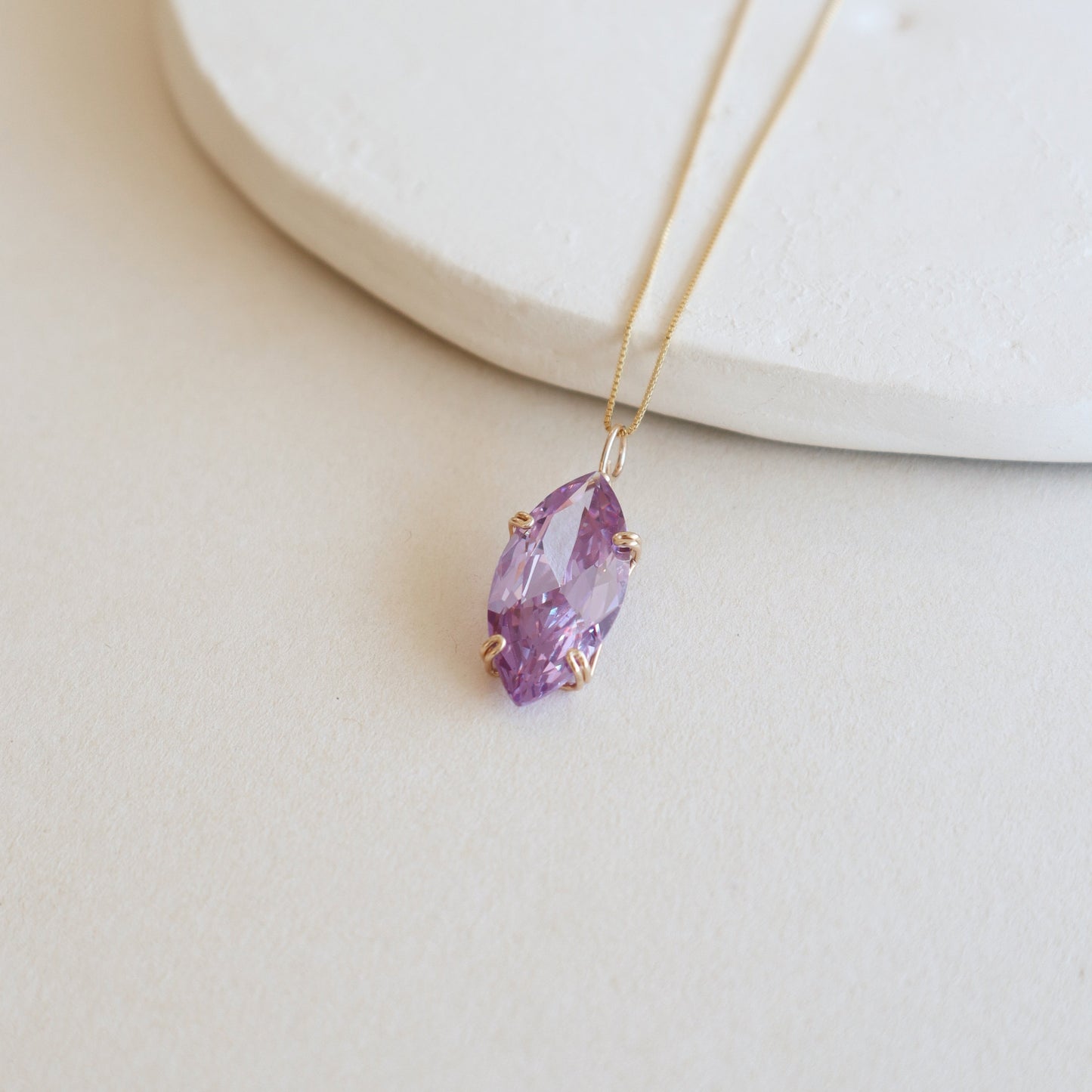 Marquise Amethyst Gemstone Necklace