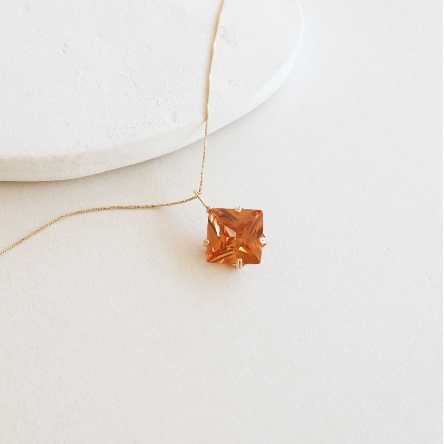 Square Topaz Gemstone Necklace