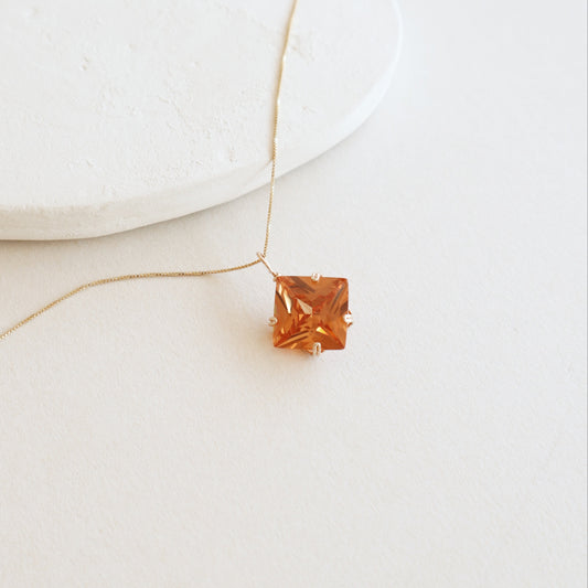 Square Topaz Gemstone Necklace