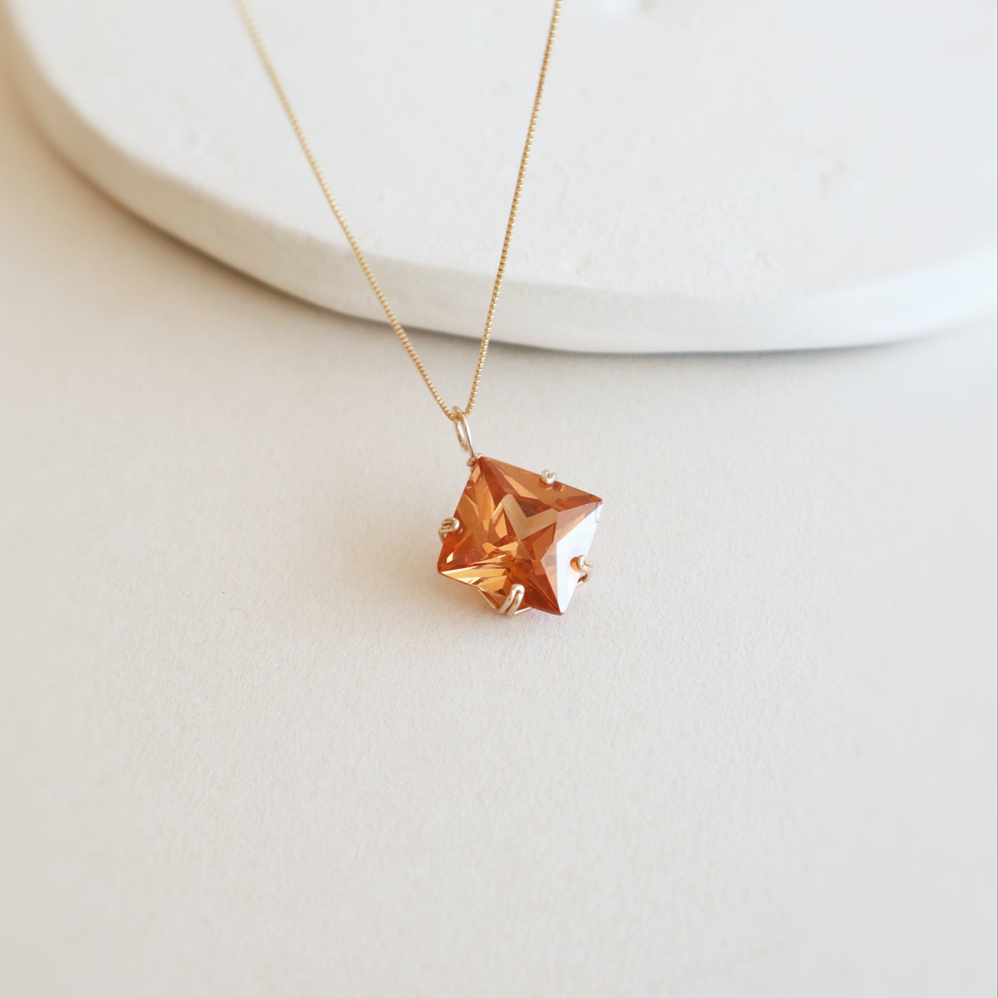 Square Topaz Gemstone Necklace