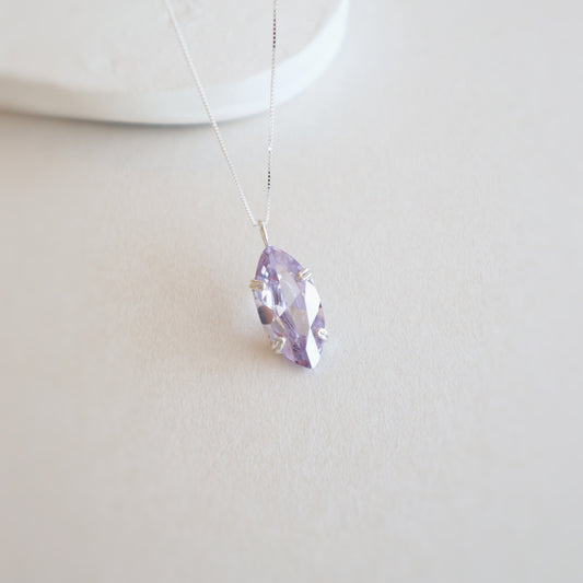 Marquise Amethyst Gemstone Silver Necklace