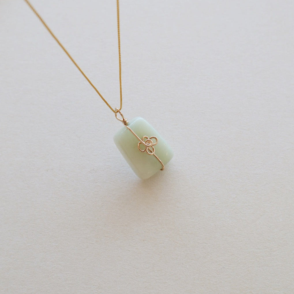 Jade Flower Necklace PeacePiecesJewelry