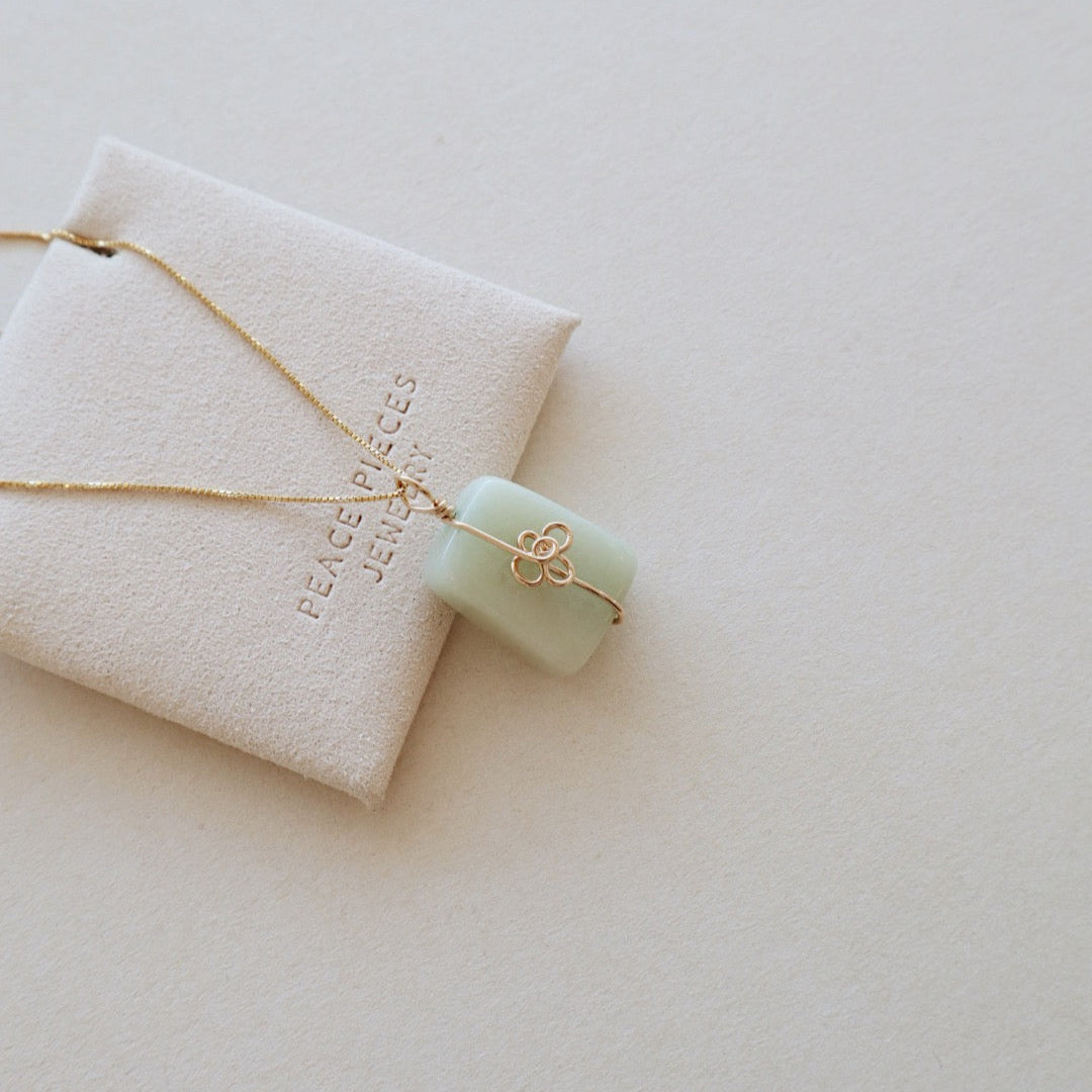 Jade Flower Necklace PeacePiecesJewelry