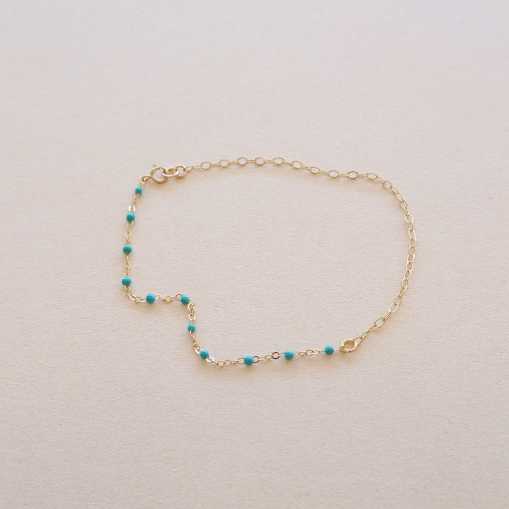 Blue Epoxy Cable Chain Anklet PeacePiecesJewelry
