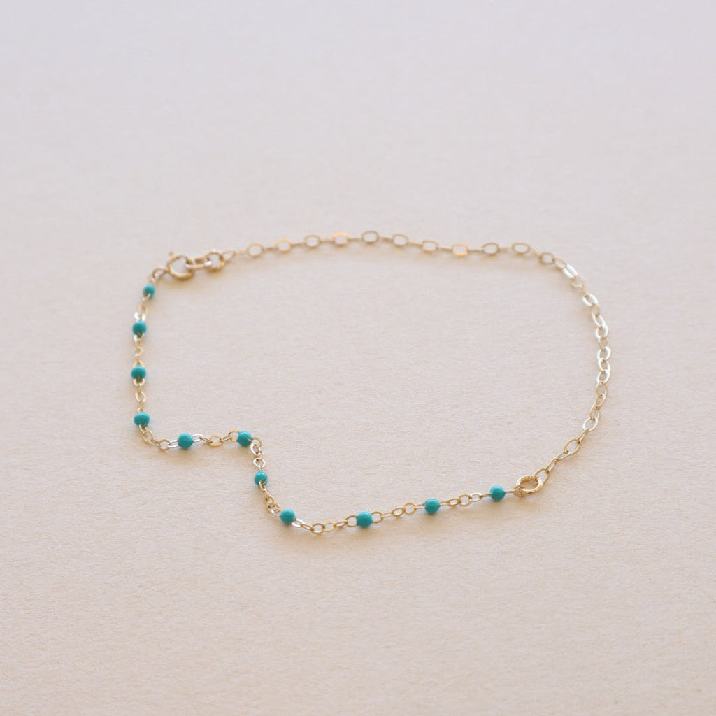 Blue Epoxy Cable Chain Anklet PeacePiecesJewelry