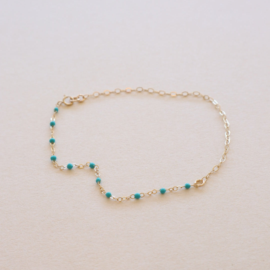 Blue Epoxy Cable Chain Anklet PeacePiecesJewelry