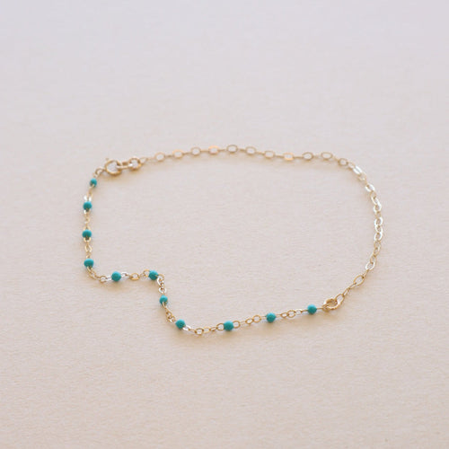 Blue Epoxy Cable Chain Anklet PeacePiecesJewelry