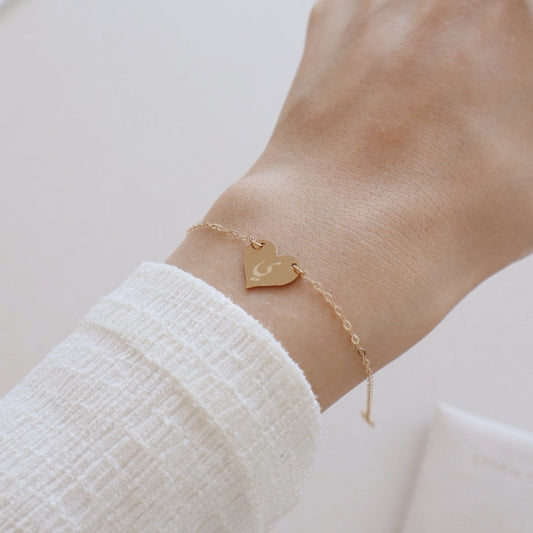 Heart Connector Arabic Letter Bracelet