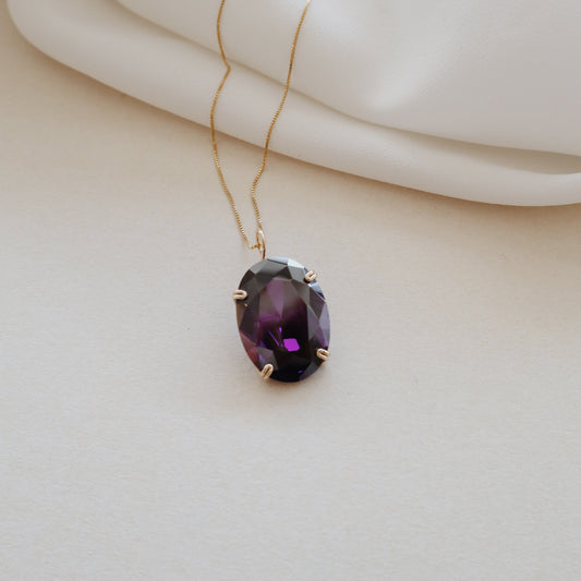 Oval Amethyst Gemstone Necklace