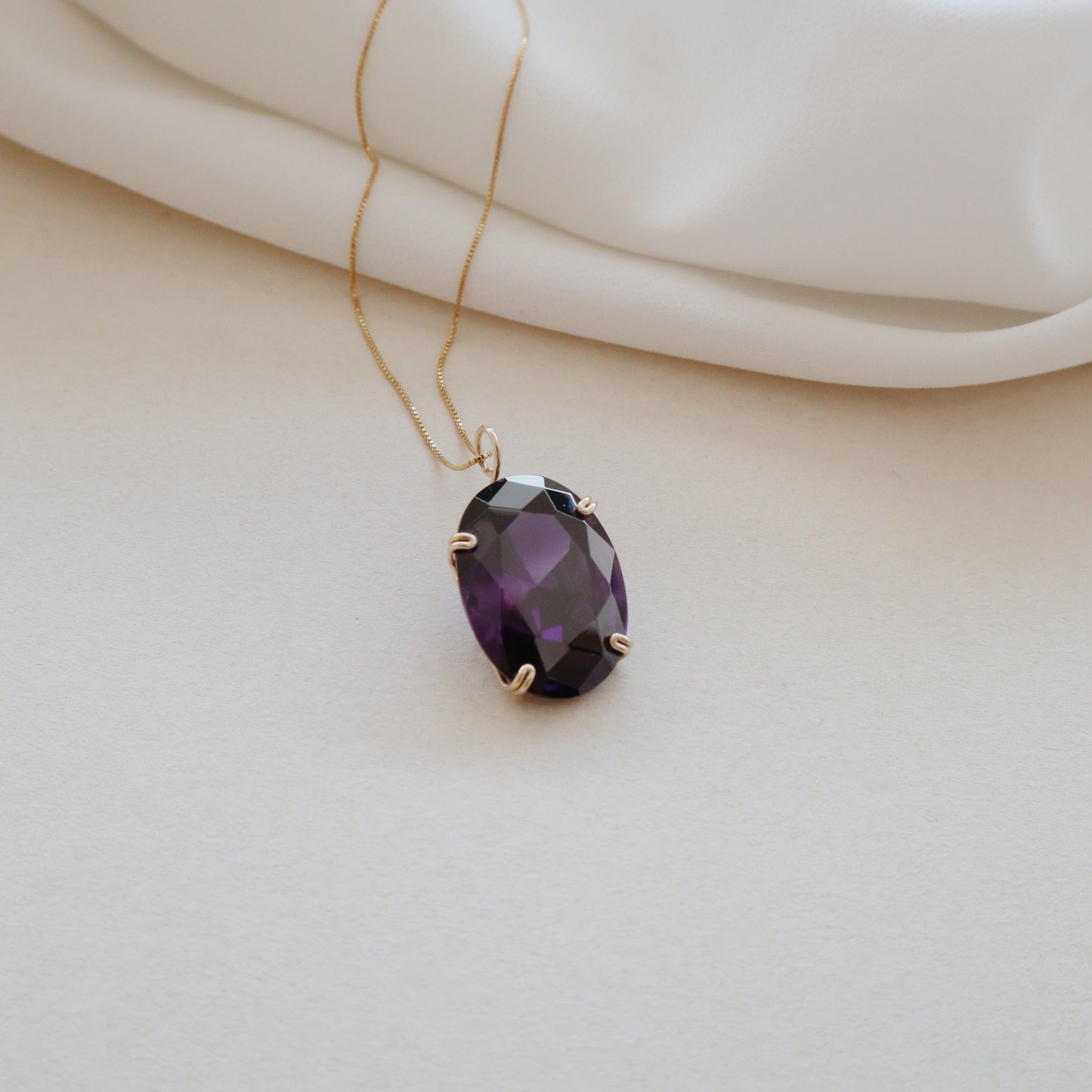 Oval Amethyst Gemstone Necklace