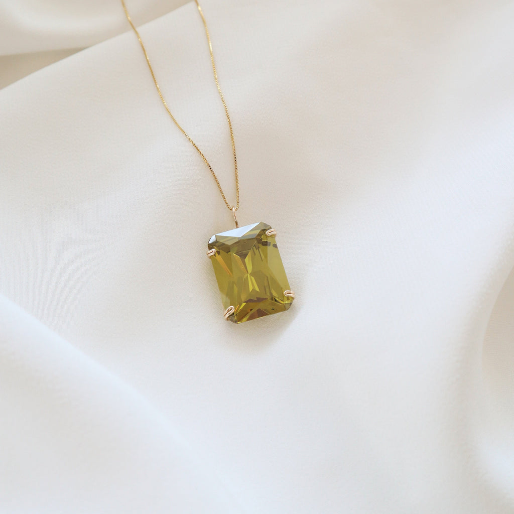 Radiant Peridot Gemstone Necklace PeacePiecesJewelry