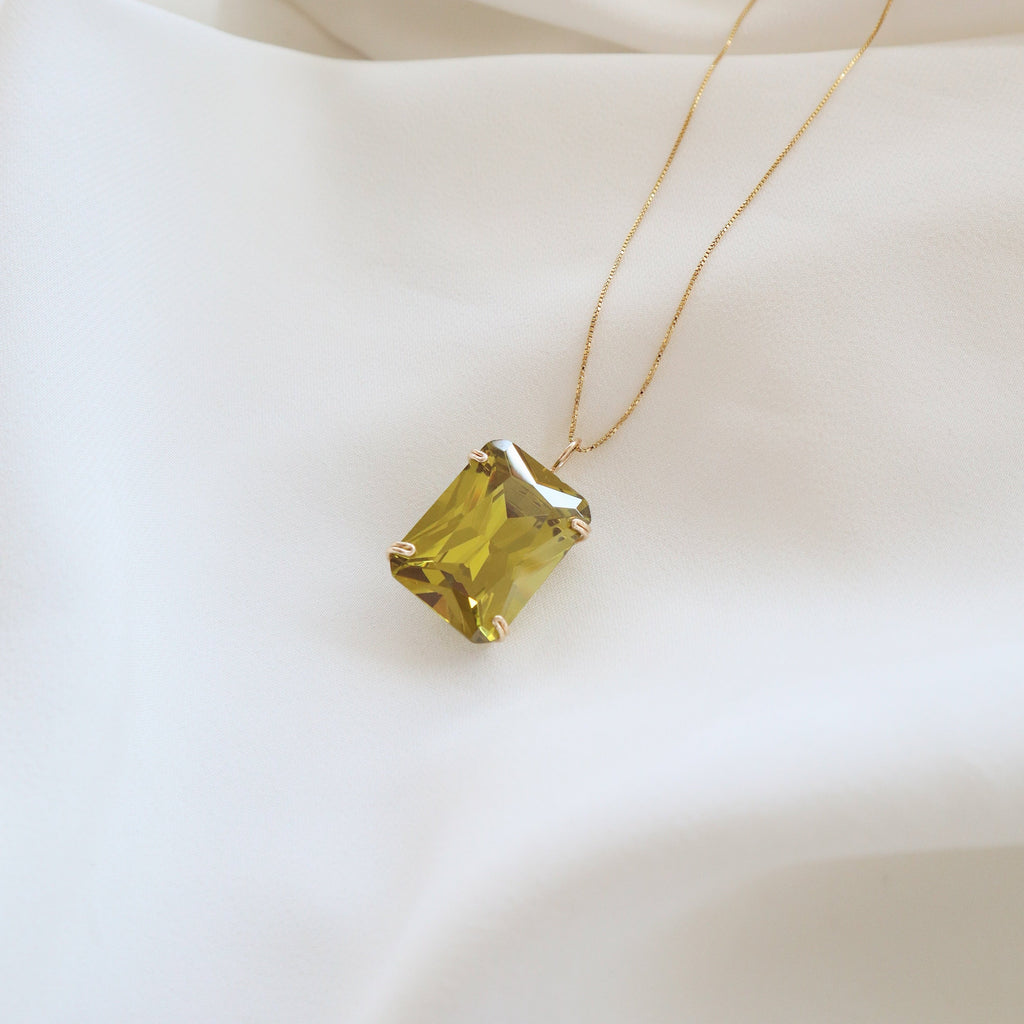 Radiant Peridot Gemstone Necklace PeacePiecesJewelry