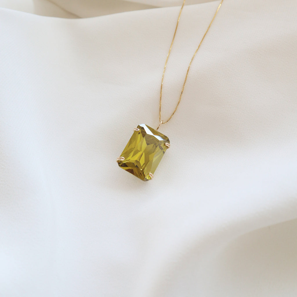 Radiant Peridot Gemstone Necklace PeacePiecesJewelry