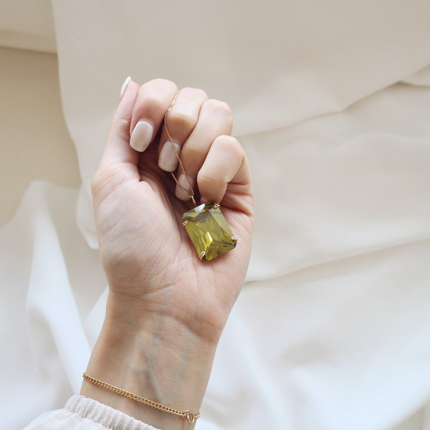 Radiant Peridot Gemstone Necklace