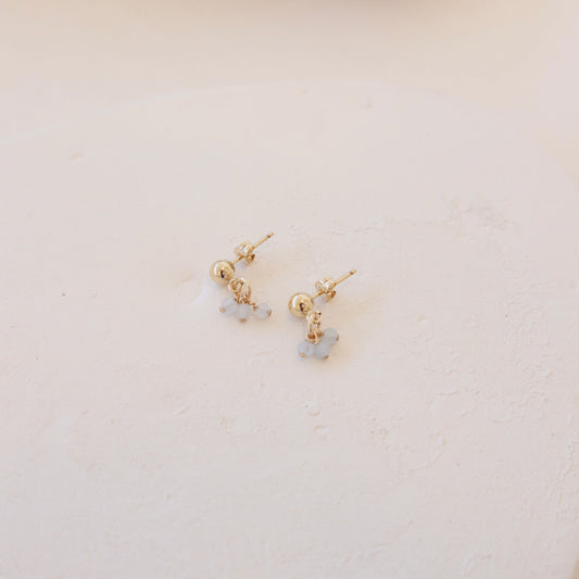 Aquamarine Gold Ball Earring - PeacePiecesJewelry