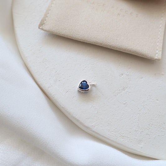 Sapphire Heart Silver Charm - PeacePiecesJewelry