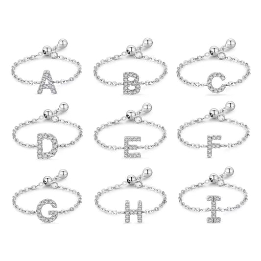 Letter Chain Ring - PeacePiecesJewelry