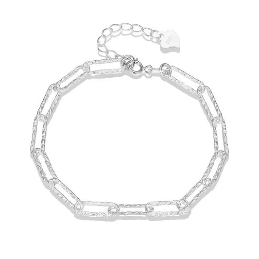 Detailed Paperclip Silver Bracelet - PeacePiecesJewelry