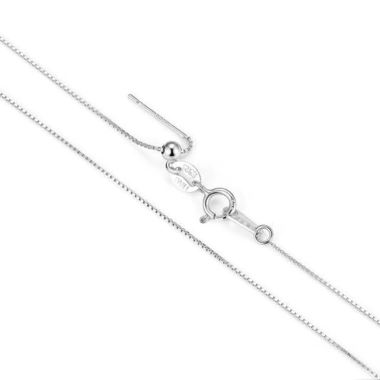 Box Chain Bead Clasp Silver Necklace - PeacePiecesJewelry