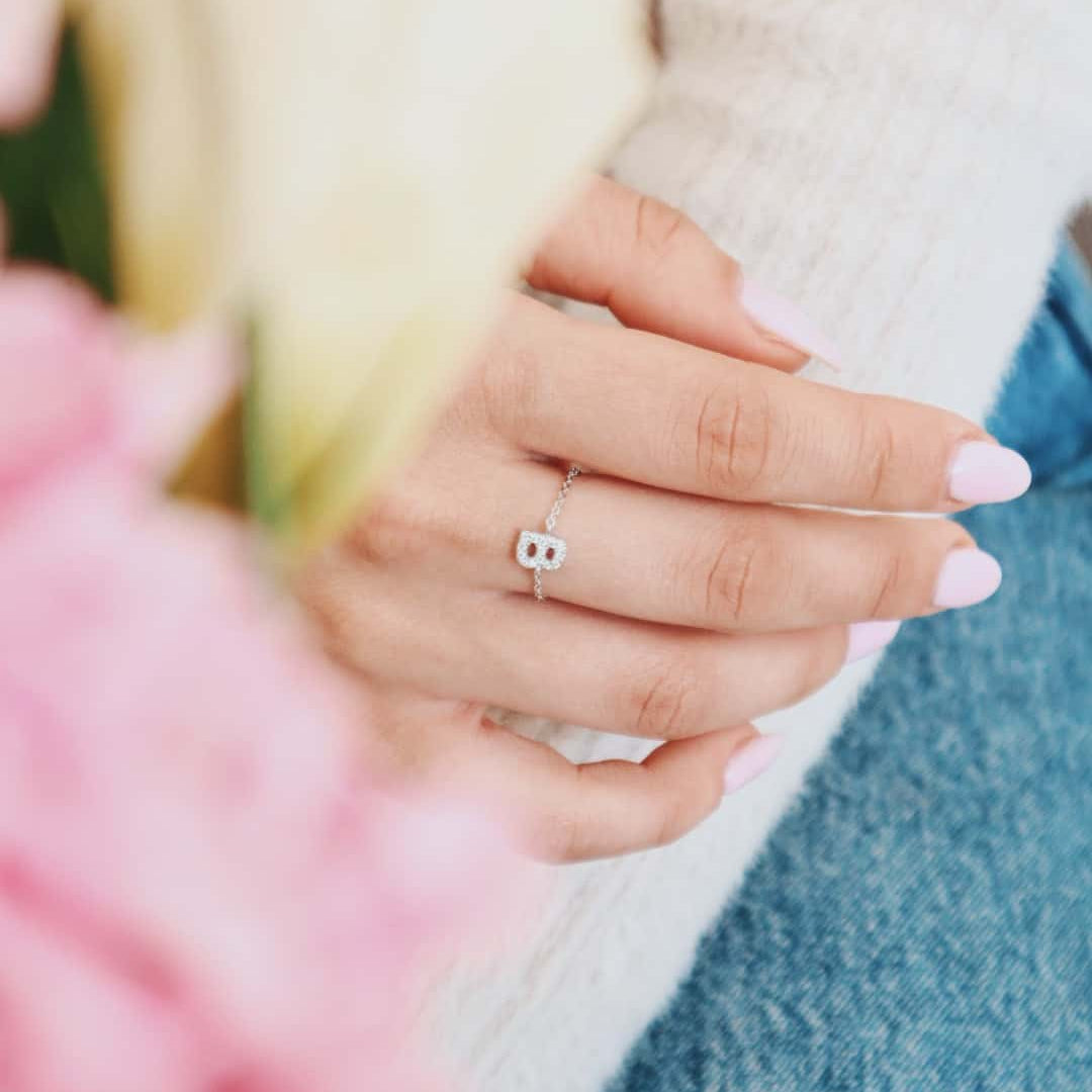 Letter Chain Ring PeacePiecesJewelry