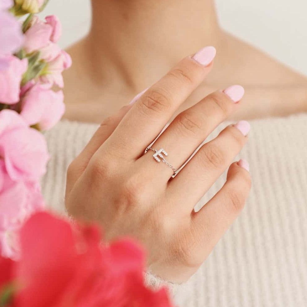 Letter Chain Ring PeacePiecesJewelry