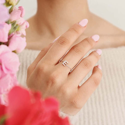 Letter Chain Ring PeacePiecesJewelry