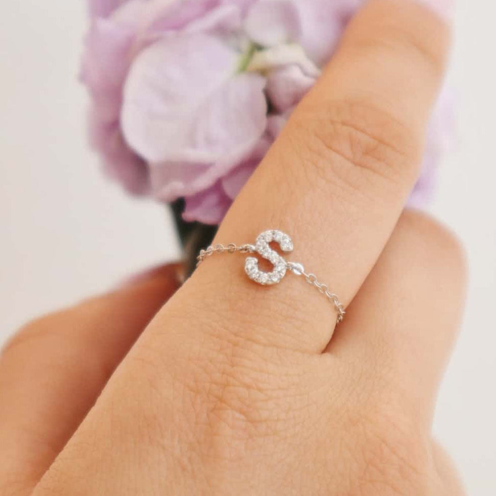 Letter Chain Ring PeacePiecesJewelry