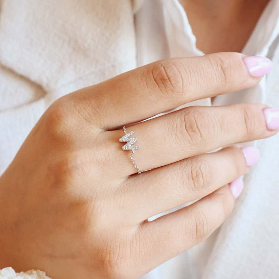 Letter Chain Ring PeacePiecesJewelry