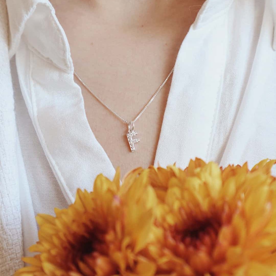 Silver English Letter Necklace PeacePiecesJewelry