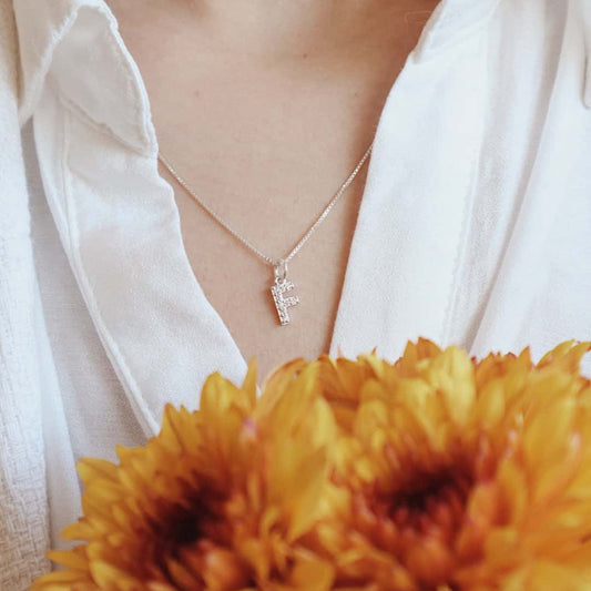 Silver English Letter Necklace PeacePiecesJewelry