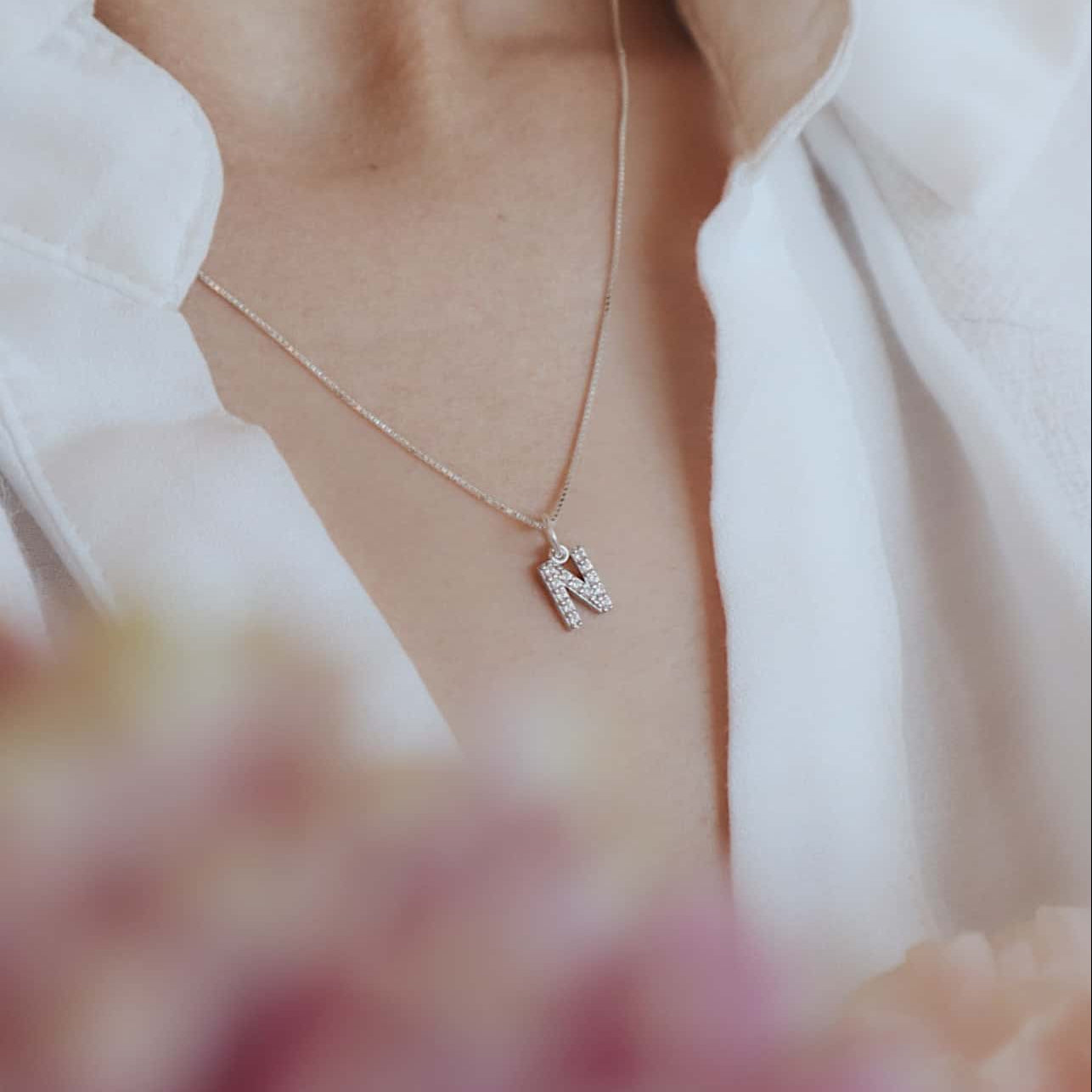 Silver English Letter Necklace PeacePiecesJewelry