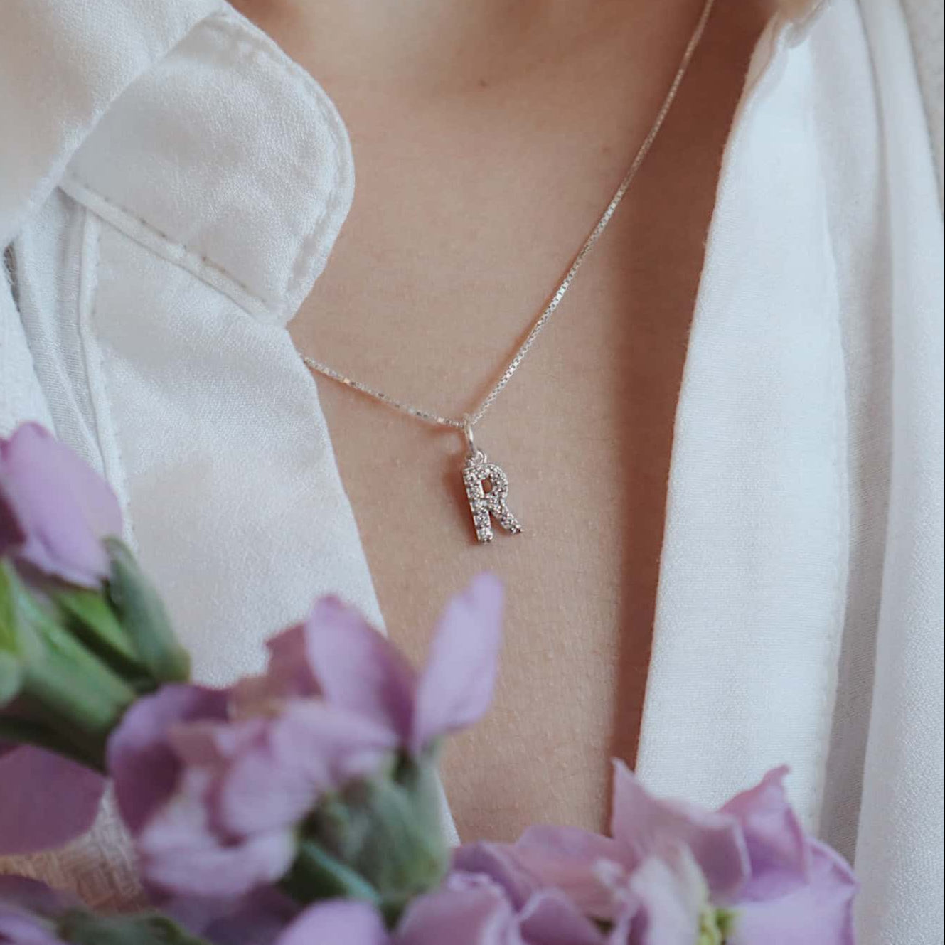 Silver English Letter Necklace PeacePiecesJewelry