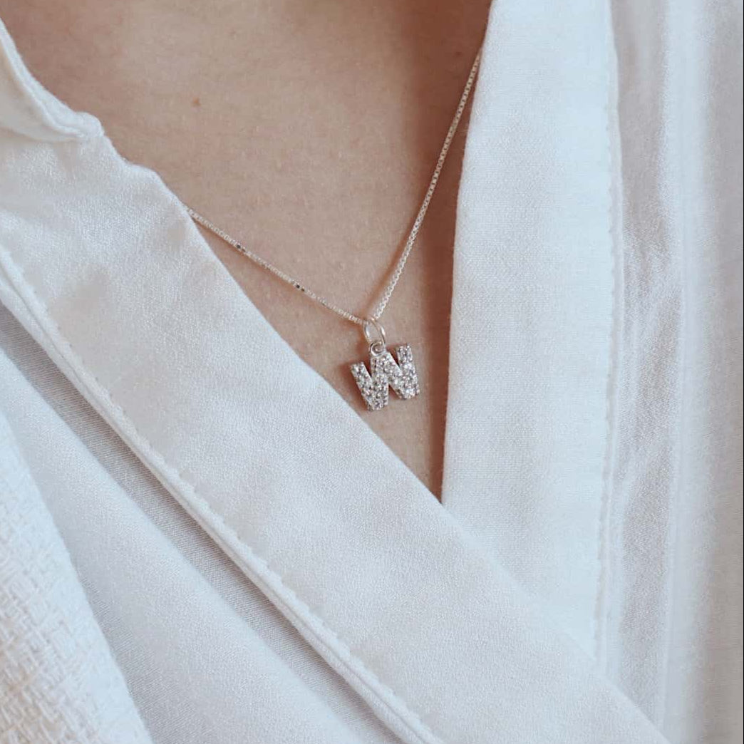 Silver English Letter Necklace PeacePiecesJewelry