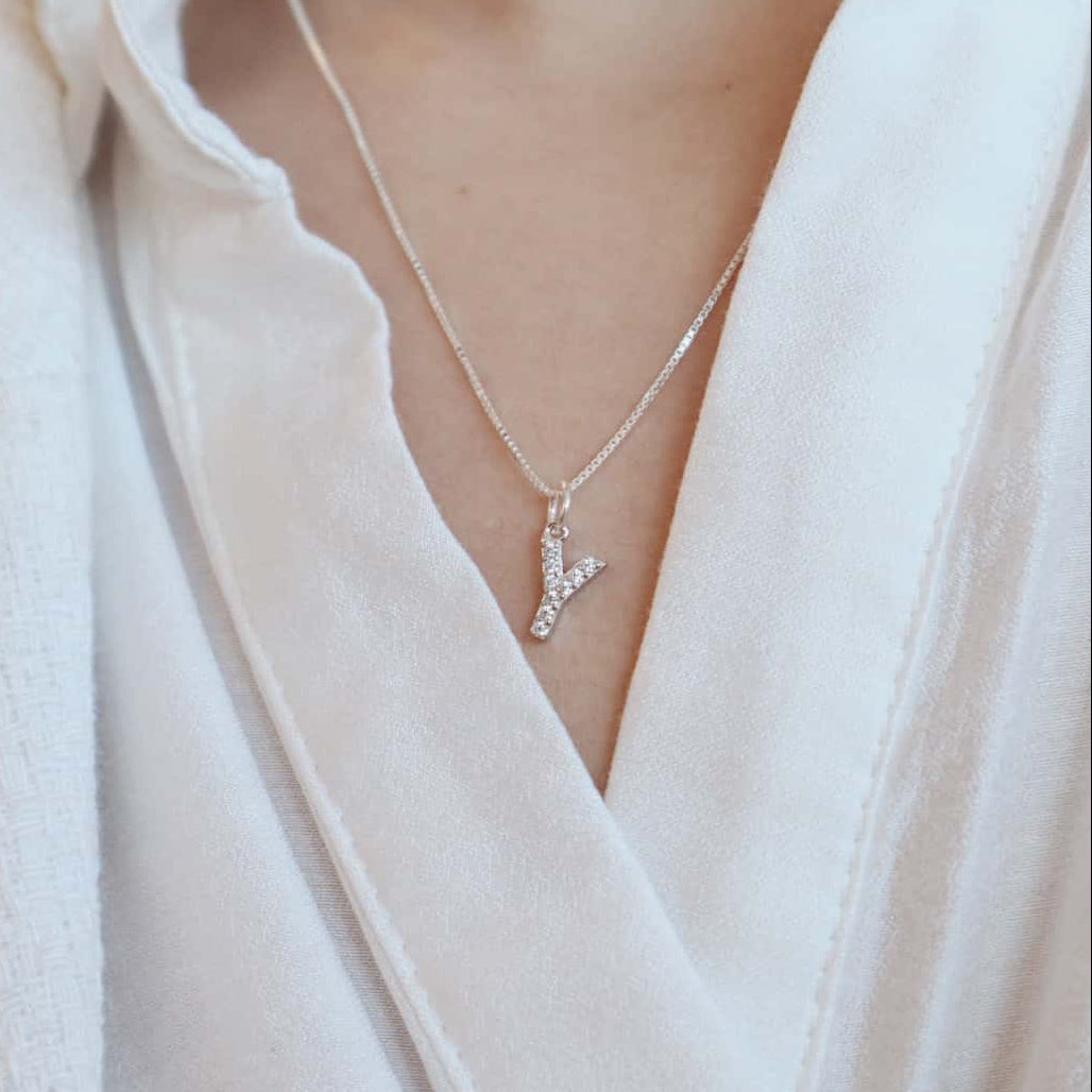 Silver English Letter Necklace PeacePiecesJewelry