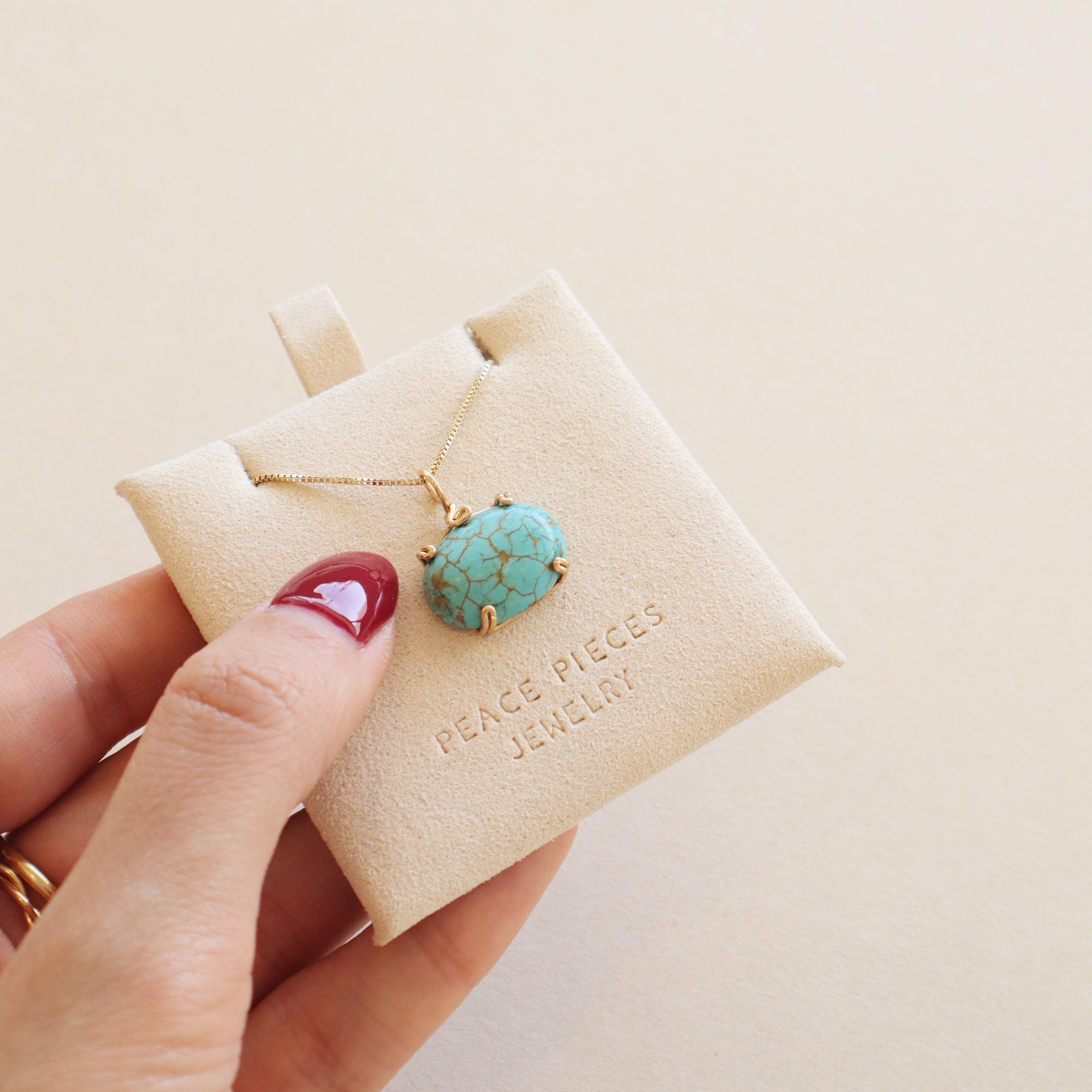 Turquoise Gemstone Necklace PeacePiecesJewelry