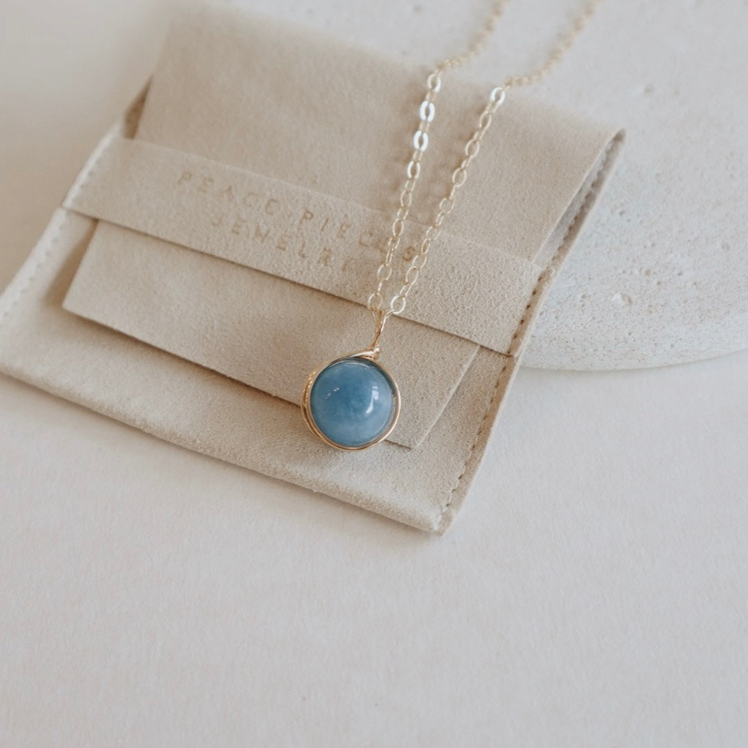 Blue Aquamarine Pendant - PeacePiecesJewelry