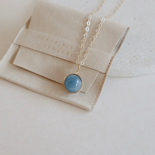 Blue Aquamarine Pendant - PeacePiecesJewelry