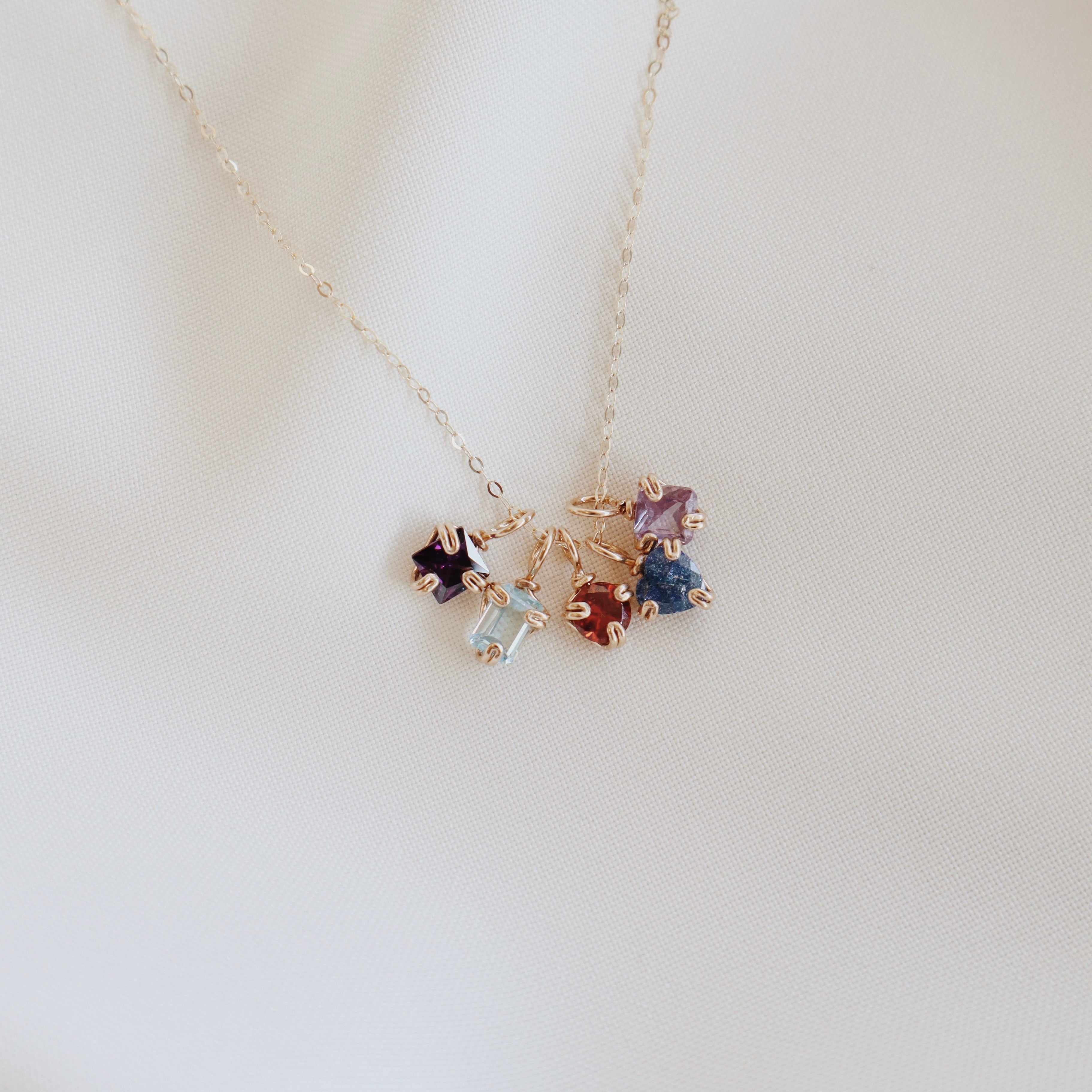 Tiny Gemstone Necklace PeacePiecesJewelry