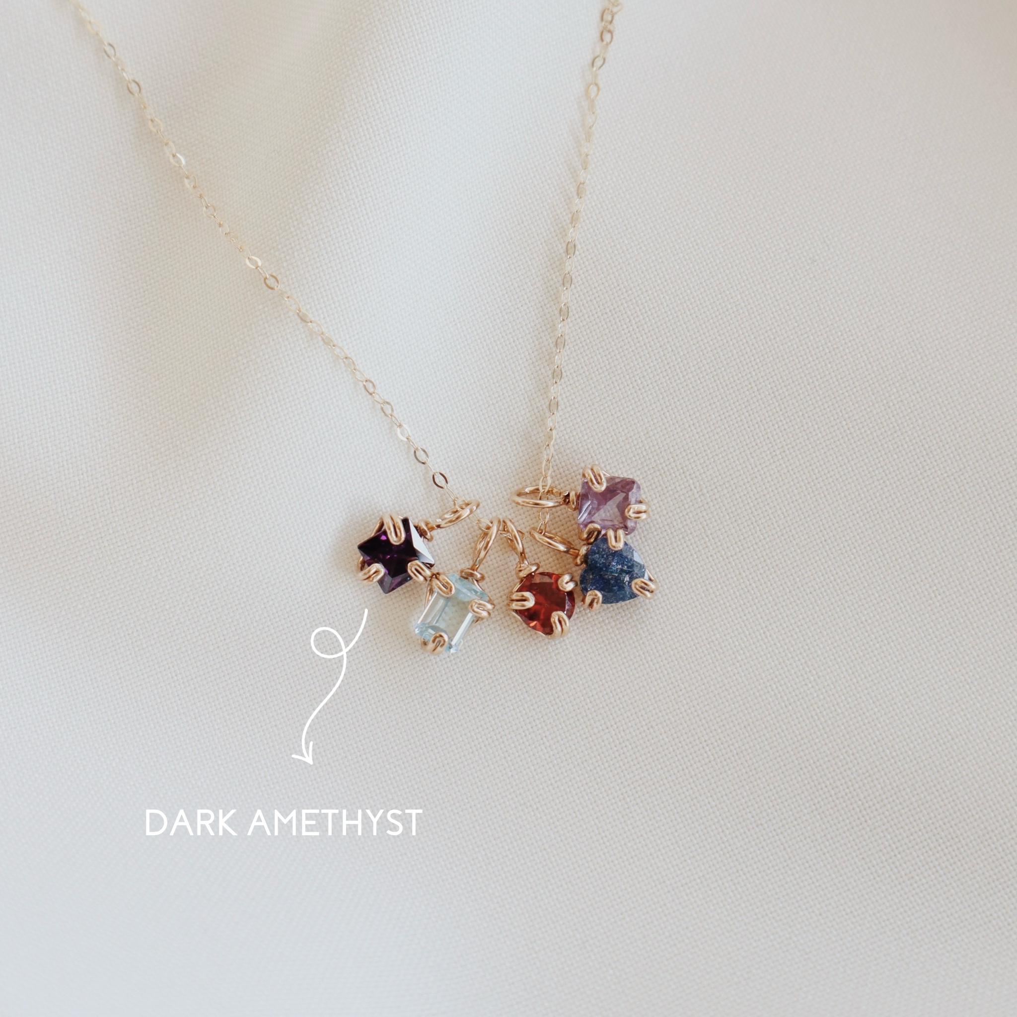 Tiny Gemstone Necklace PeacePiecesJewelry